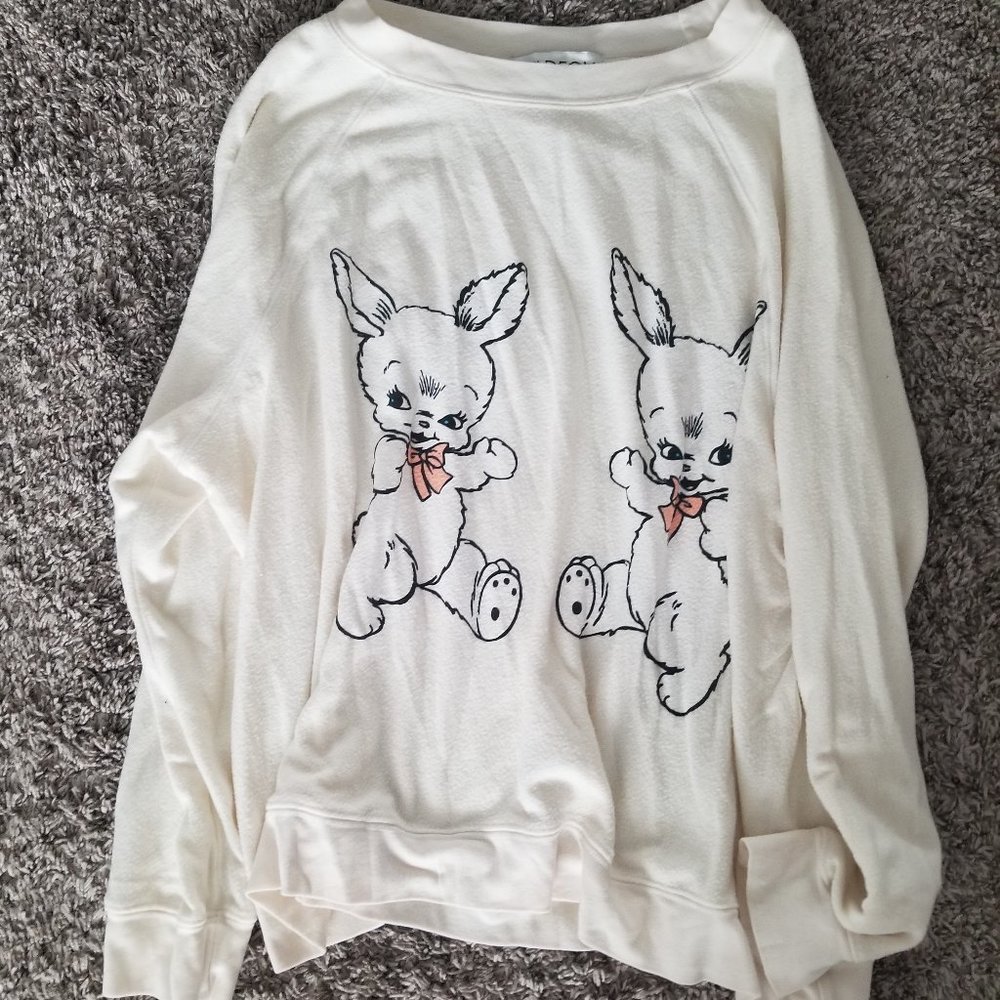 Wildfox Bunnies Sweater, Size Large, Cream, New without tags